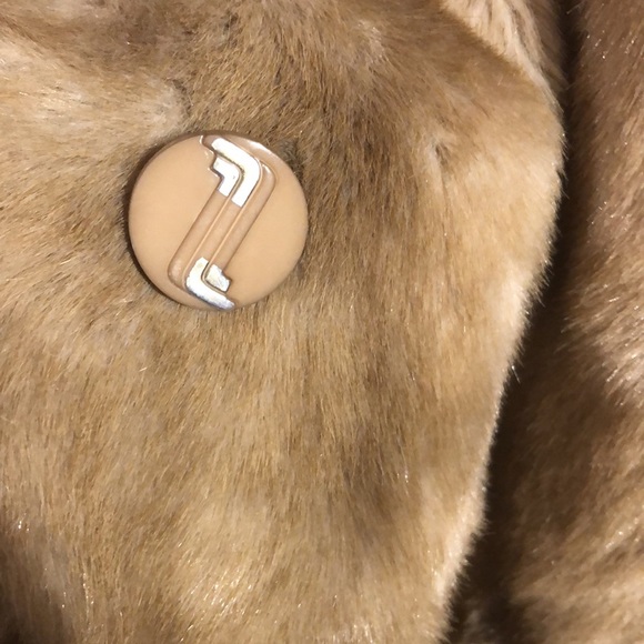 Vintage Light Brown Faux Fur Button Up Coat size 14 - Picture 8 of 15